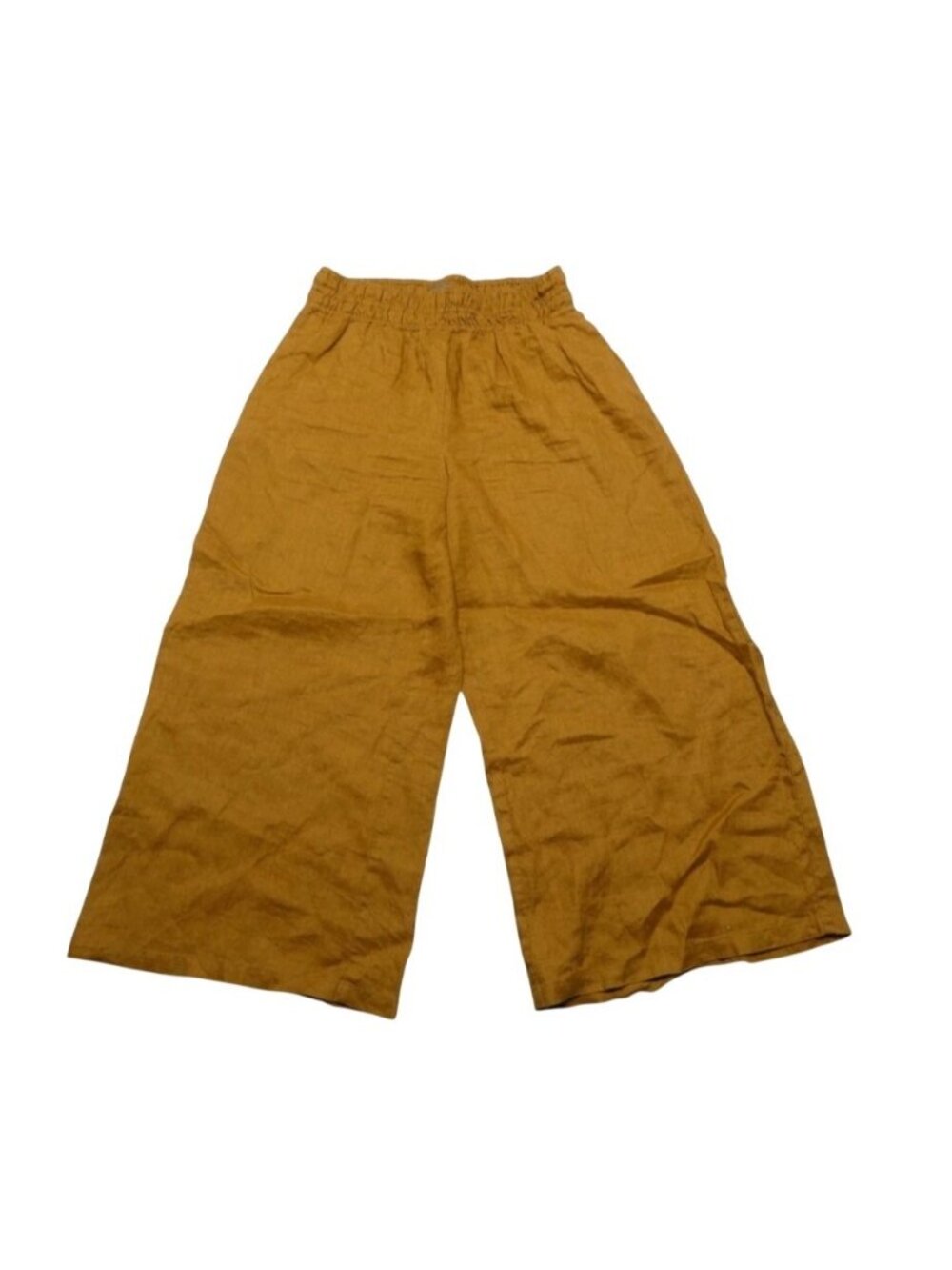 Anthropologie Pants Womens Small Brown Linen Wide Leg Cropped Elastic Waist